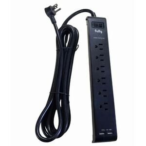 Fully POWER BAR 6 O/LET 12FT CORD RA PLUG SURGE PROTECTED W/2USB PORT